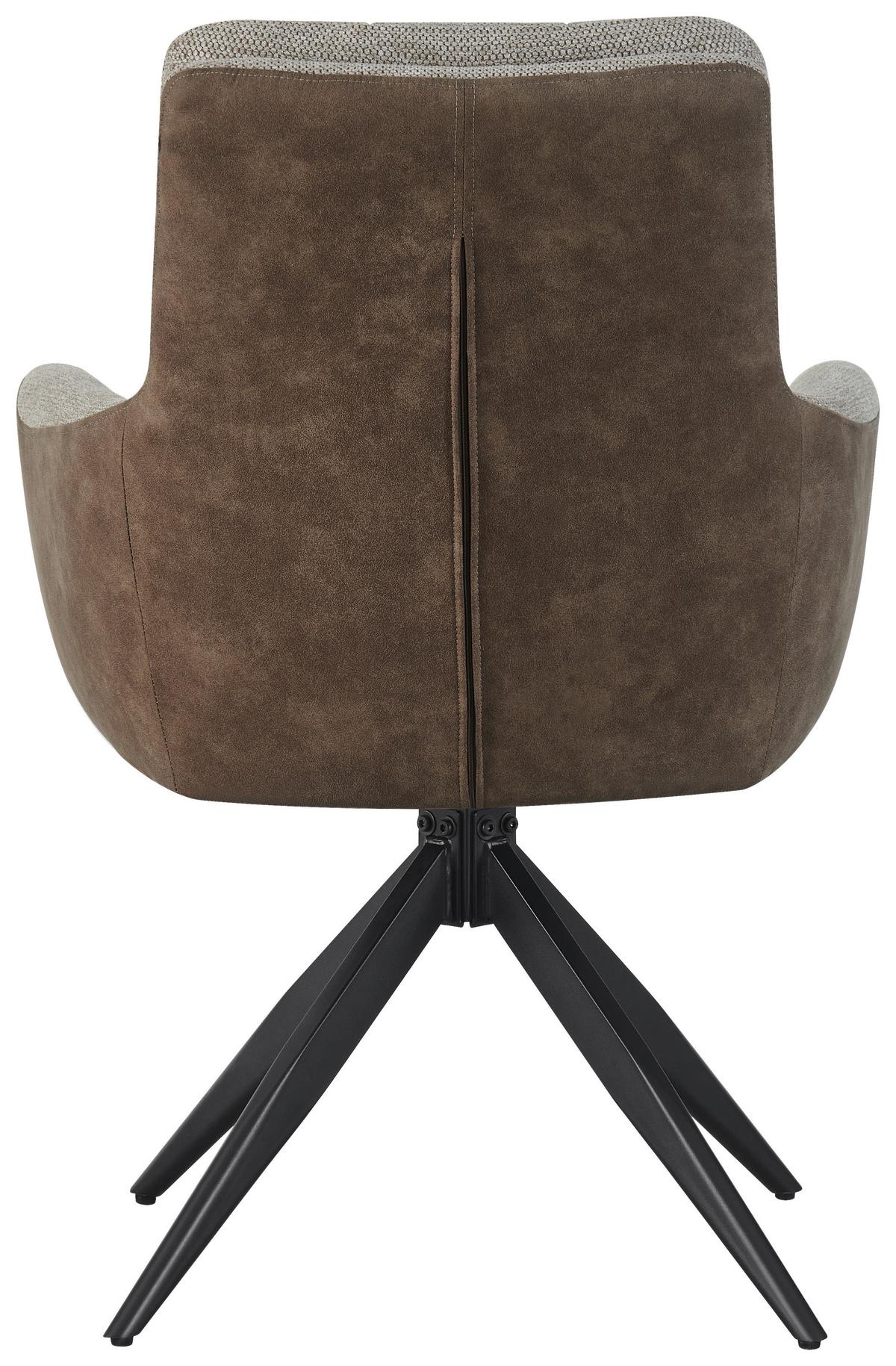 Armlehnstuhl Naim, Braun B: 60 cm, 180° drehbar - Schwarz/Braun, KONVENTIONELL, Holz/Textil (60/93/66cm) - MID.YOU