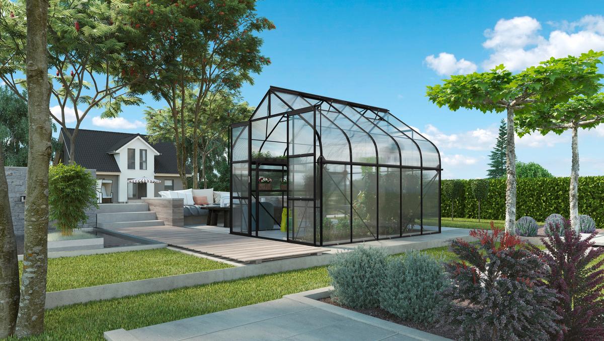 Gewächshausbausatz Diana 8300 Hkp4mm, Schwarz Set - Schwarz, Basics, Kunststoff/Metall (263,5/254,5/321cm)