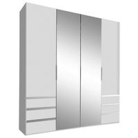 Drehtürenschrank M. Spiegel 200cm Level 36a, Weiß Dekor - Silberfarben/Weiß, MODERN, Glas/Holzwerkstoff (200/216/58cm) - MID.YOU