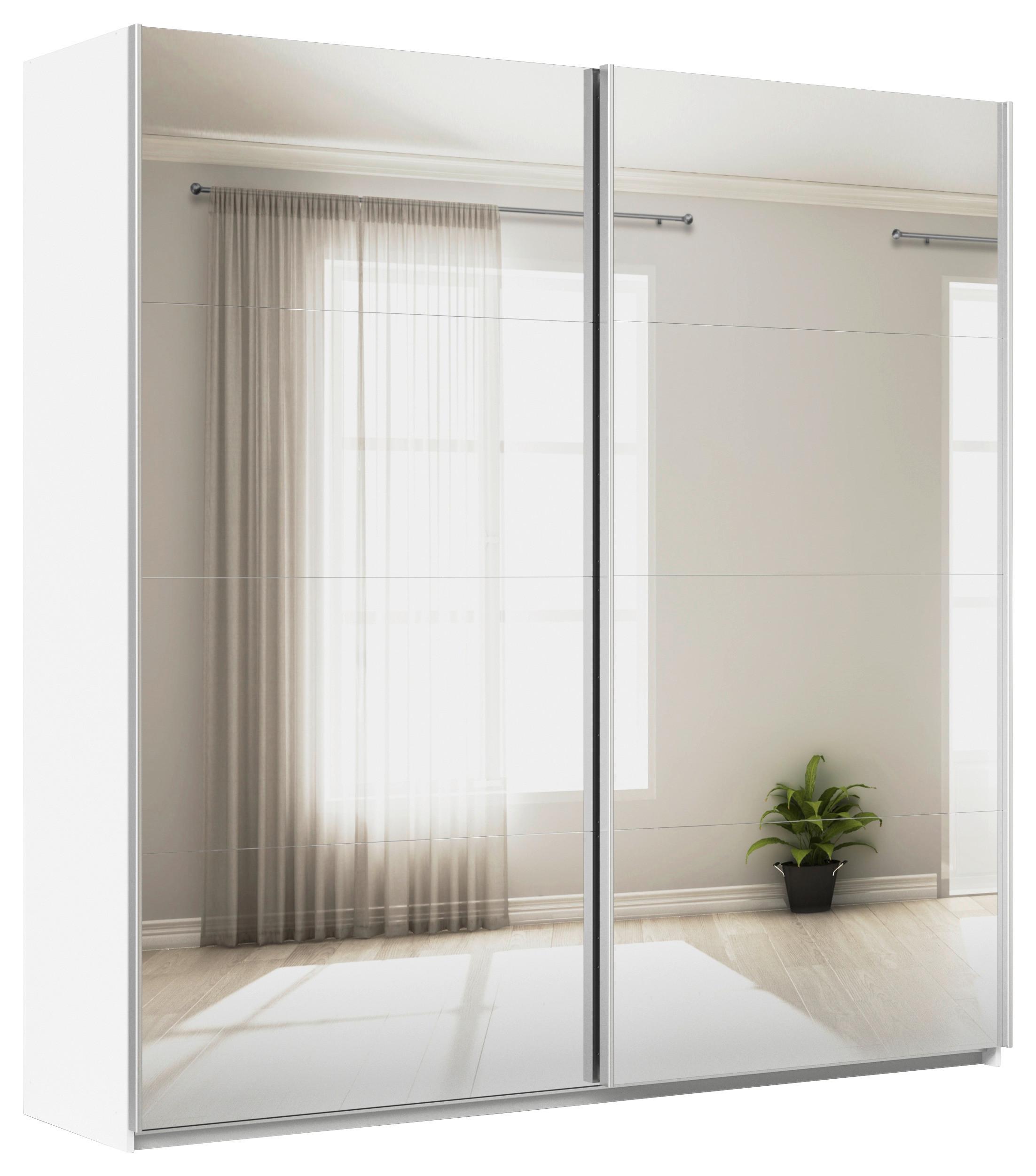 Tolóajtós Szekrény Feldkirch 225/229 Cm - ezüst/fehér, Modern, faalapú anyag/Üveg (225/229/62cm)