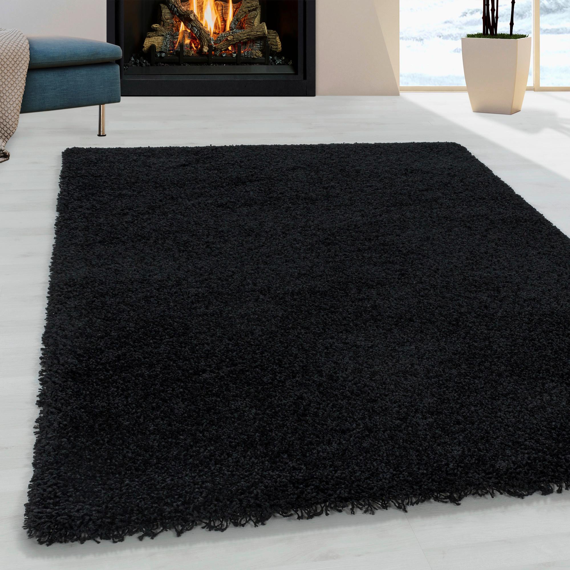 Hochflor Teppich Schwarz Naturfaser Sydney 160x230 cm - Schwarz, Basics, Textil (160/230cm)