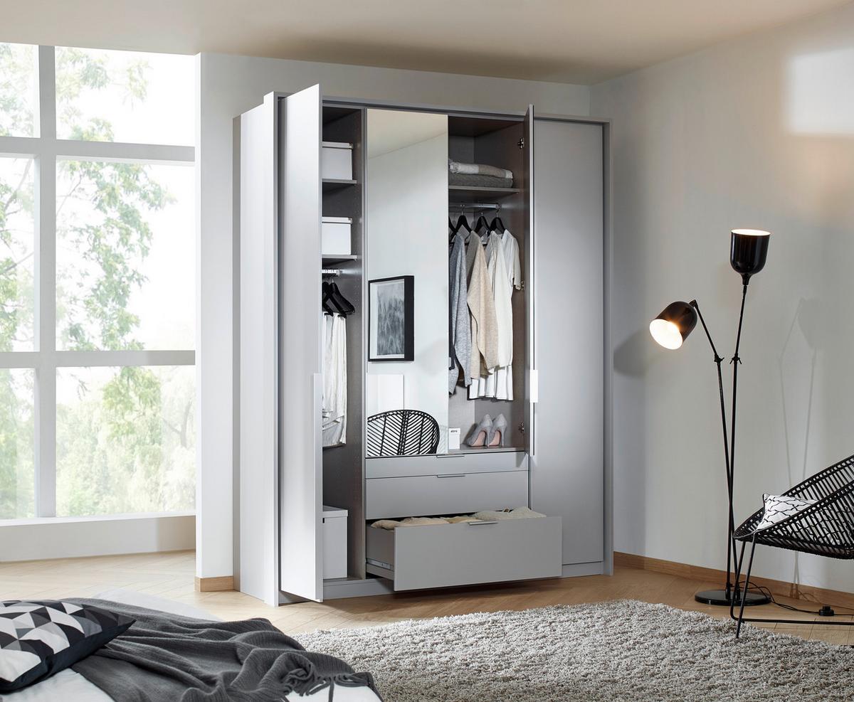 Drehtürenschrank Mit Spiegel B: 181 cm Alabama Hellgrau - Silberfarben/Hellgrau, MODERN, Holzwerkstoff (181/229/54cm)