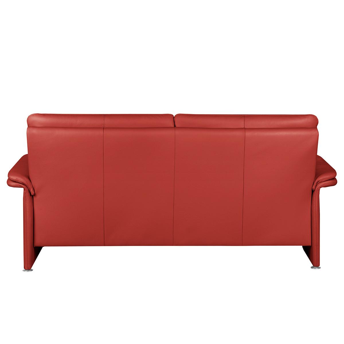 2,5-Sitzer-Sofa Comodo Echtleder Rot - Silberfarben/Rot, Design, Leder (197/90/88cm) - Livetastic