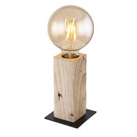 Tischleuchte 15455t - Schwarz/Braun, Natur, Holz/Metall (9/9/15cm) - Globo