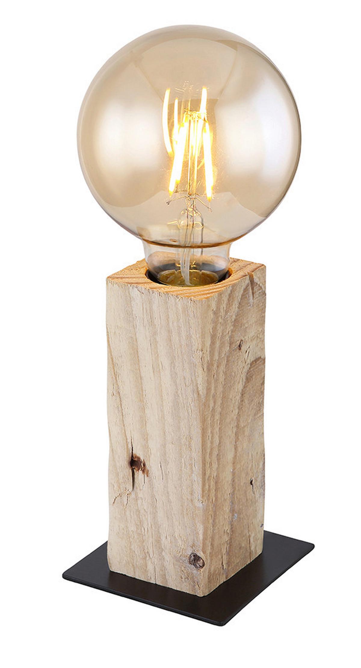 Tischleuchte 15455t - Schwarz/Braun, Natur, Holz/Metall (9/9/15cm) - Globo