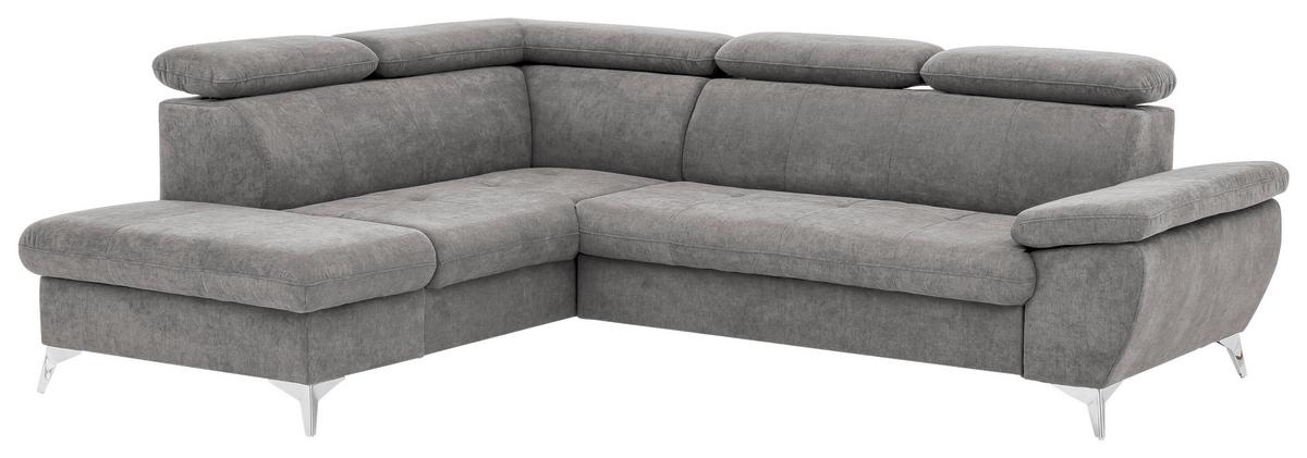 Ecksofa Mit Schlaffunktion Gisele Und Bettkasten Grau - Chromfarben/Grau, KONVENTIONELL, Textil (209/256cm) - Livetastic