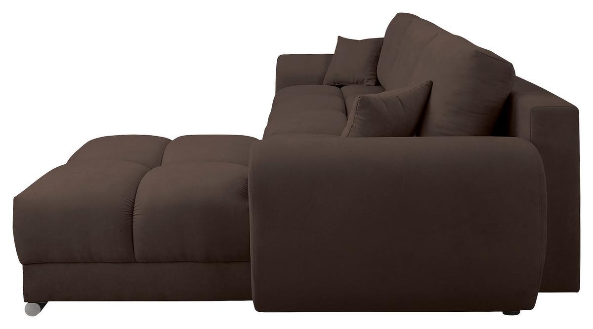 Ecksofa Azzuro Braun S: 256x175 Cm - Silberfarben/Braun, Design, Textil (256/175cm) - Livetastic