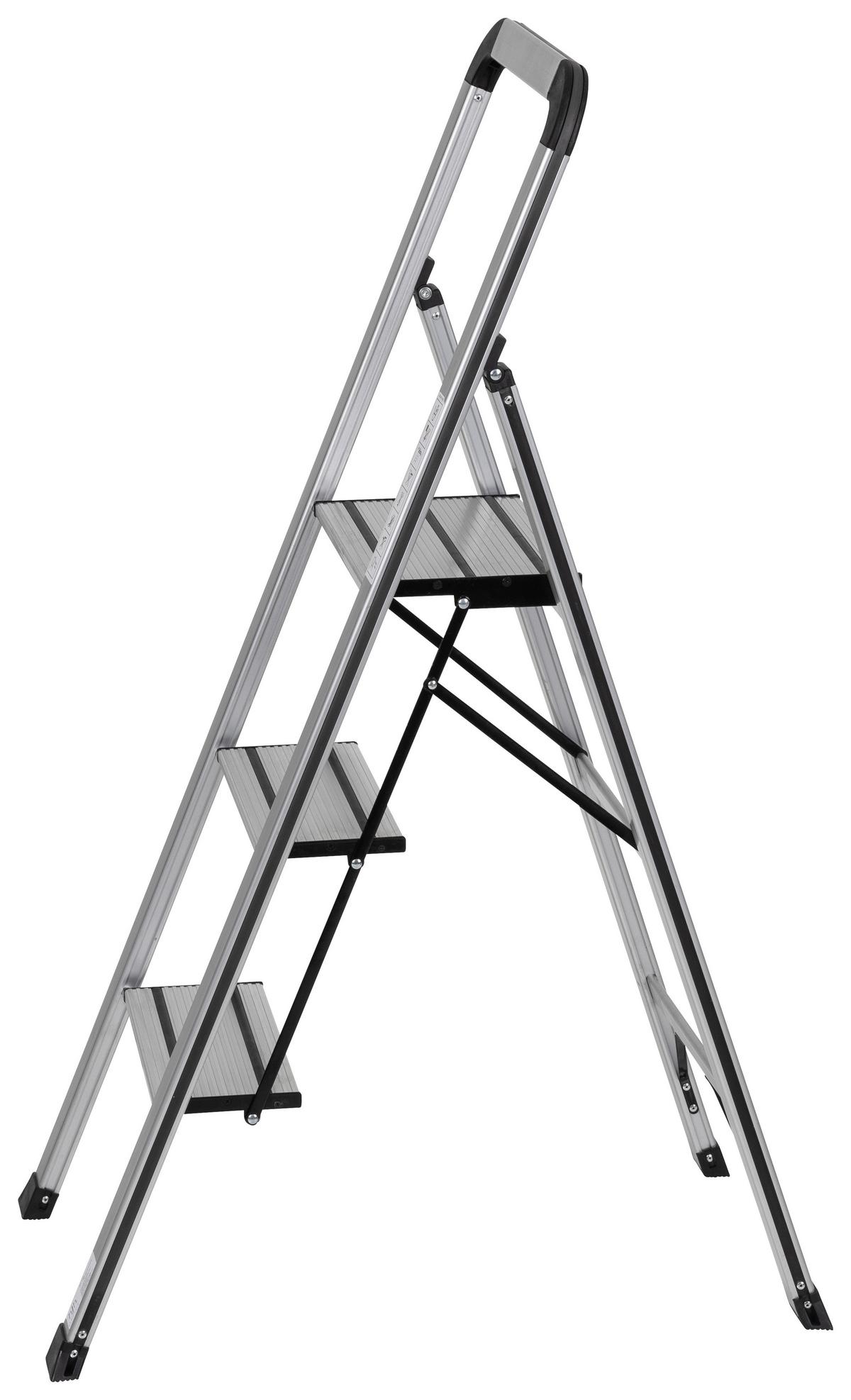 Klapptrittleiter Solid V - Alufarben, Basics, Metall (42/128/5cm) - MID.YOU