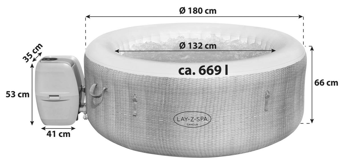 Felfújható Jakuzzi Lay-Z-Spa Kb. 180/66cm - szürke, Modern, műanyag (180/66cm) - Bestway