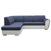 Ecksofa Mit Bettkasten Doris Rücken Echt Blau/weiß - Blau/Silberfarben, Design, Textil (196/255cm) - MID.YOU