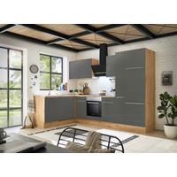 Eckküche mit Geräten 310x170 cm Grau/Eiche Dekor, Modern - Anthrazit/Eiche Artisan, LIFESTYLE, Holzwerkstoff (170/310cm) - Respekta