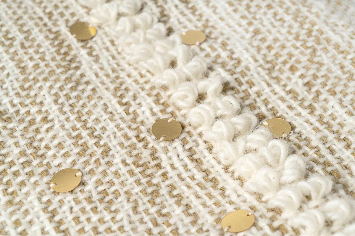 Decke Bohist 425 Creme/Dunkelgrün B: 130 cm - Dunkelgrün/Creme, KONVENTIONELL, Kunststoff/Textil (130/170cm)