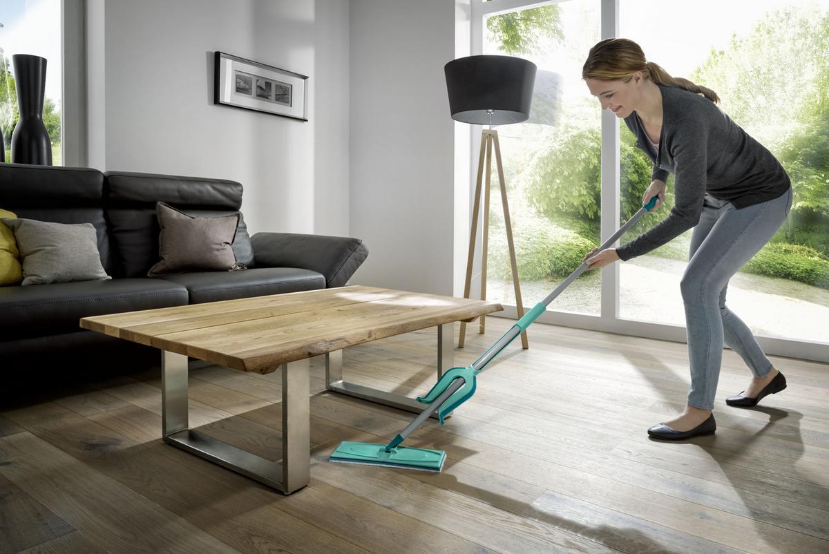 Bodenwischer Picobello M Micro Duo Mit Auswringhilfe - Türkis, Basics, Kunststoff/Textil (32/11/140cm) - Leifheit