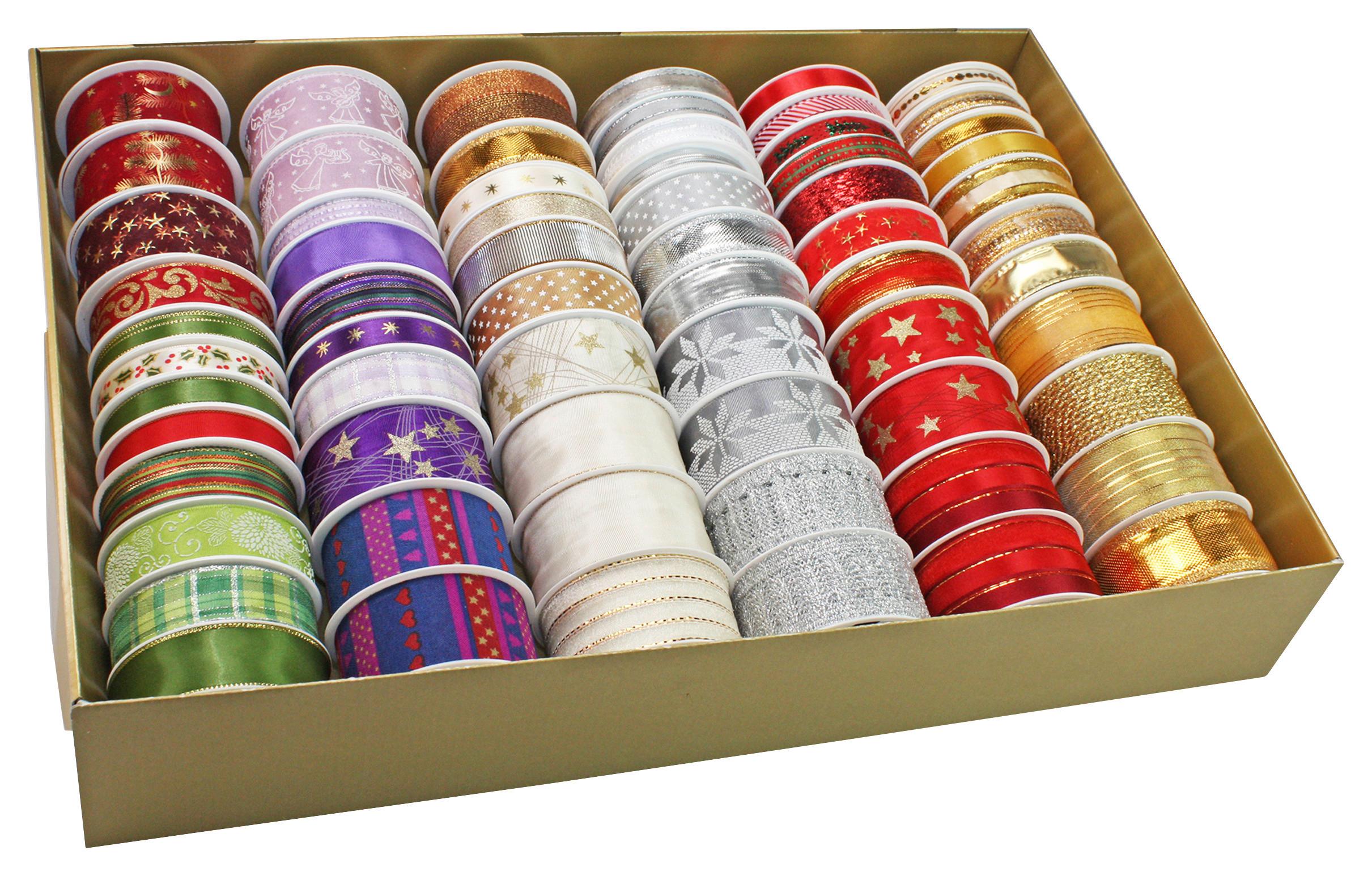 Geschenkband Weihnachten - Gelb/Lila, Kunststoff