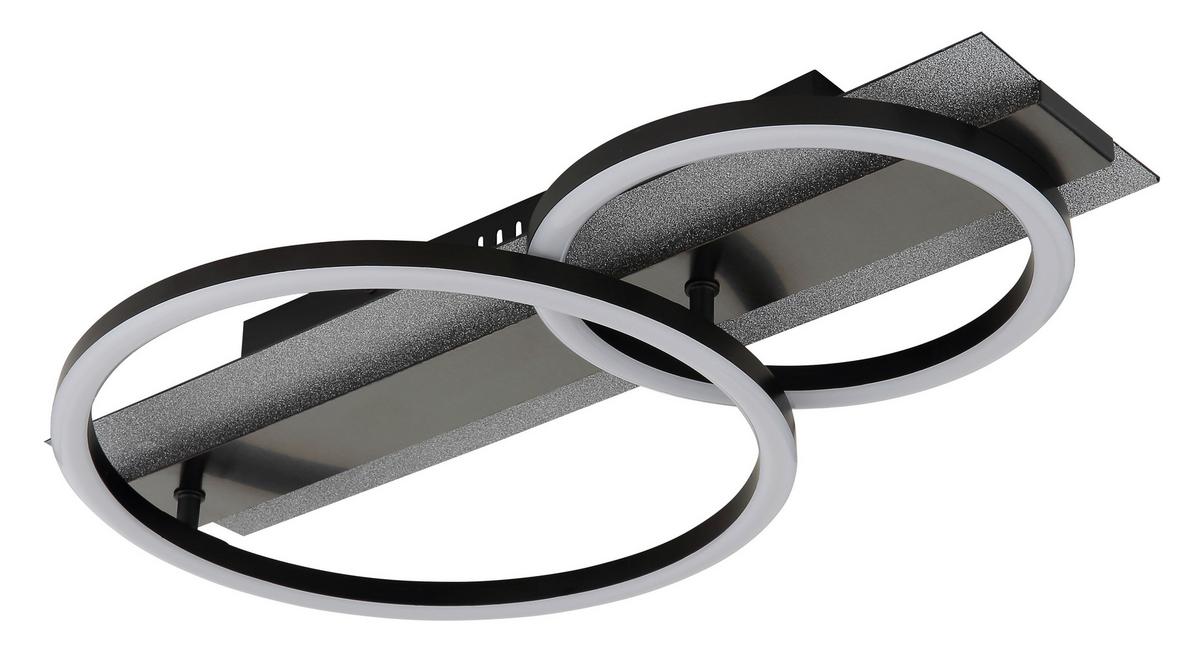 LED-Deckenleuchte 4000k, 30w - Silberfarben/Schwarzchrom, Design, Kunststoff/Metall (48,2/30/8,8cm) - Globo