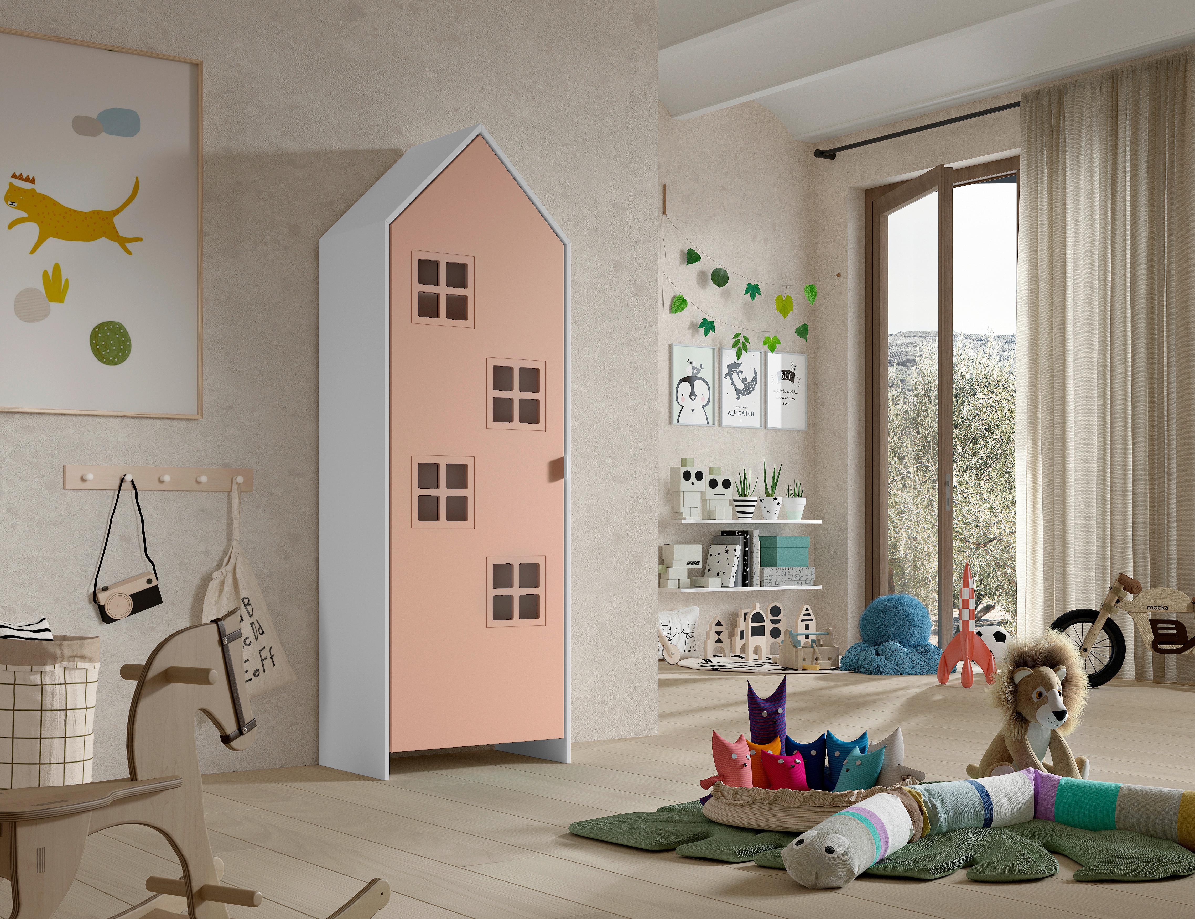 Kinderkleiderschrank Casami - Pink/Weiß, MODERN, Holzwerkstoff (57,6/171,3/37cm) - MID.YOU