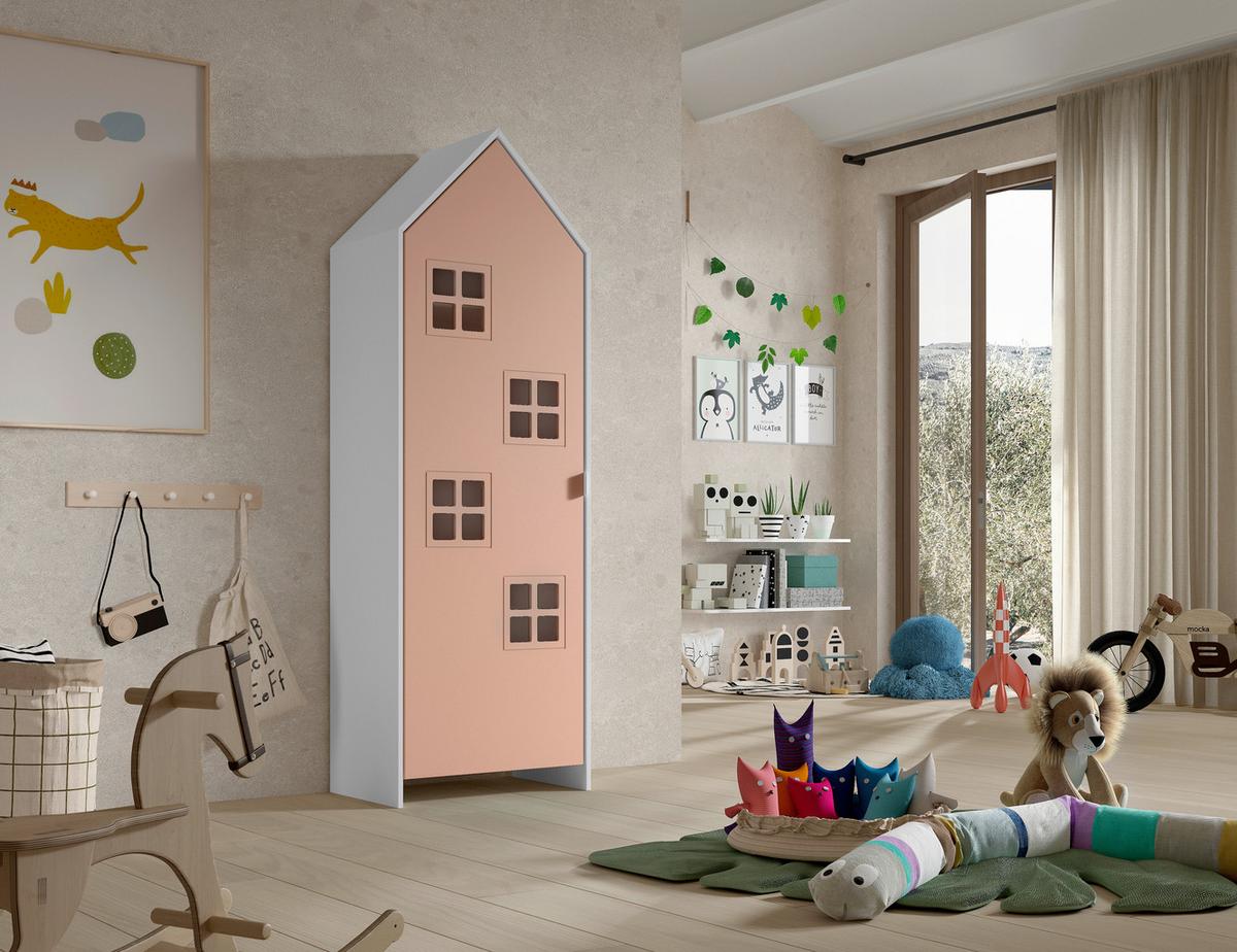 Kinderkleiderschrank Casami - Pink/Weiß, MODERN, Holzwerkstoff (57,6/171,3/37cm) - MID.YOU