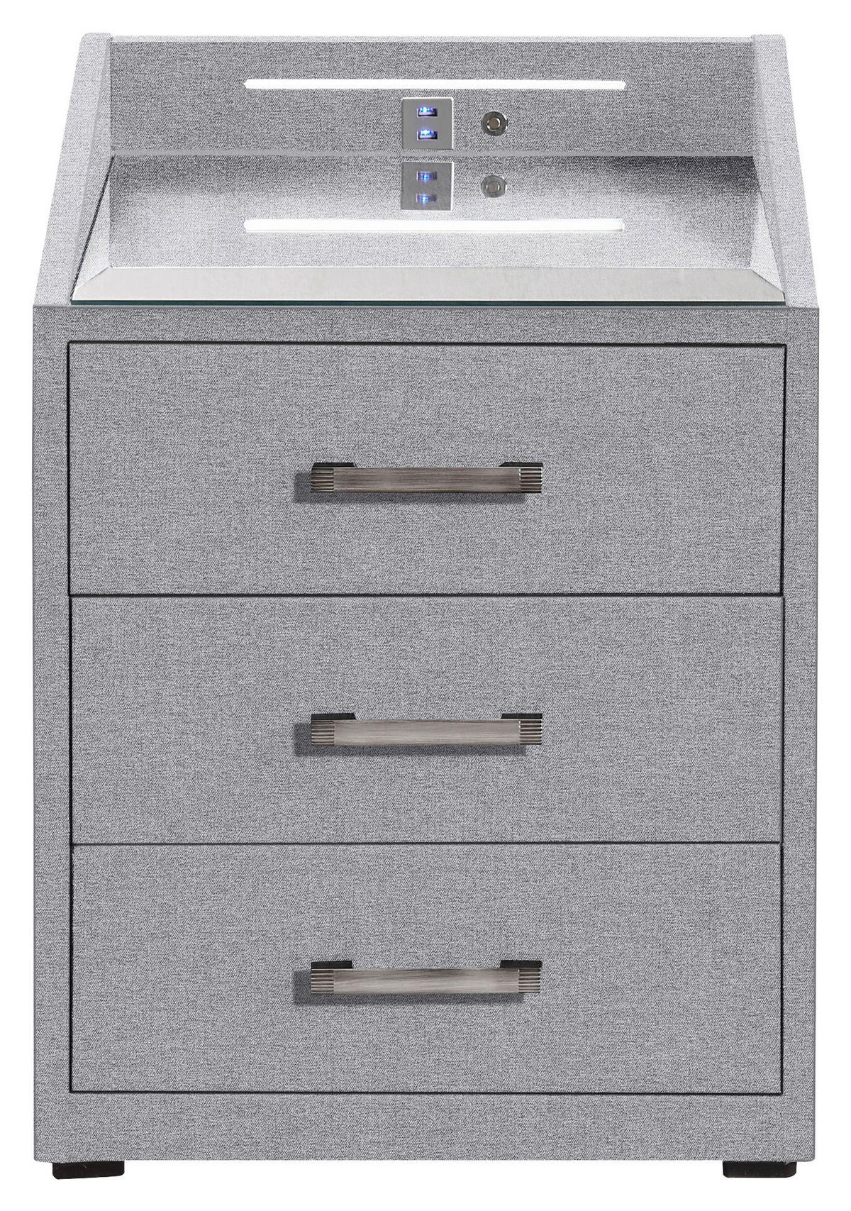 Nachtkästchen Grau Textil H: 61 cm Moon - Grau, Basics, Holzwerkstoff/Textil (47/61/46cm) - MID.YOU