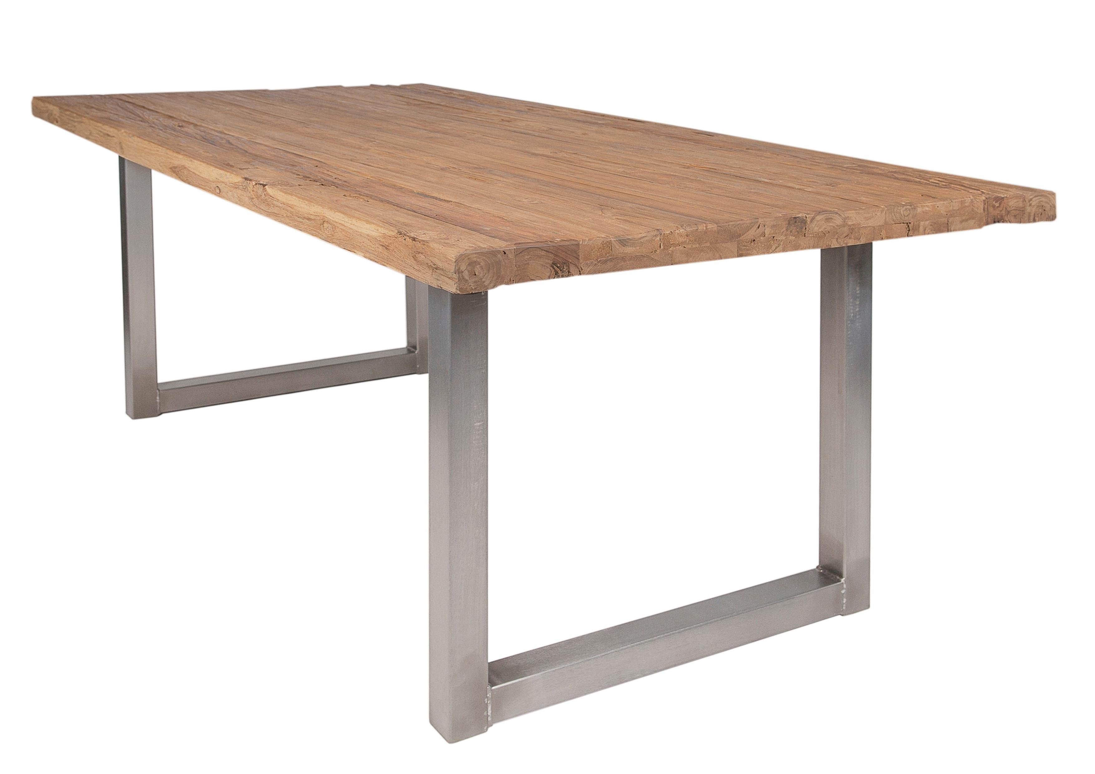 Esstisch Naturfarben /Silberfarben L: 180cm - Silberfarben/Naturfarben, MODERN, Holz/Metall (180/100/76cm) - MID.YOU