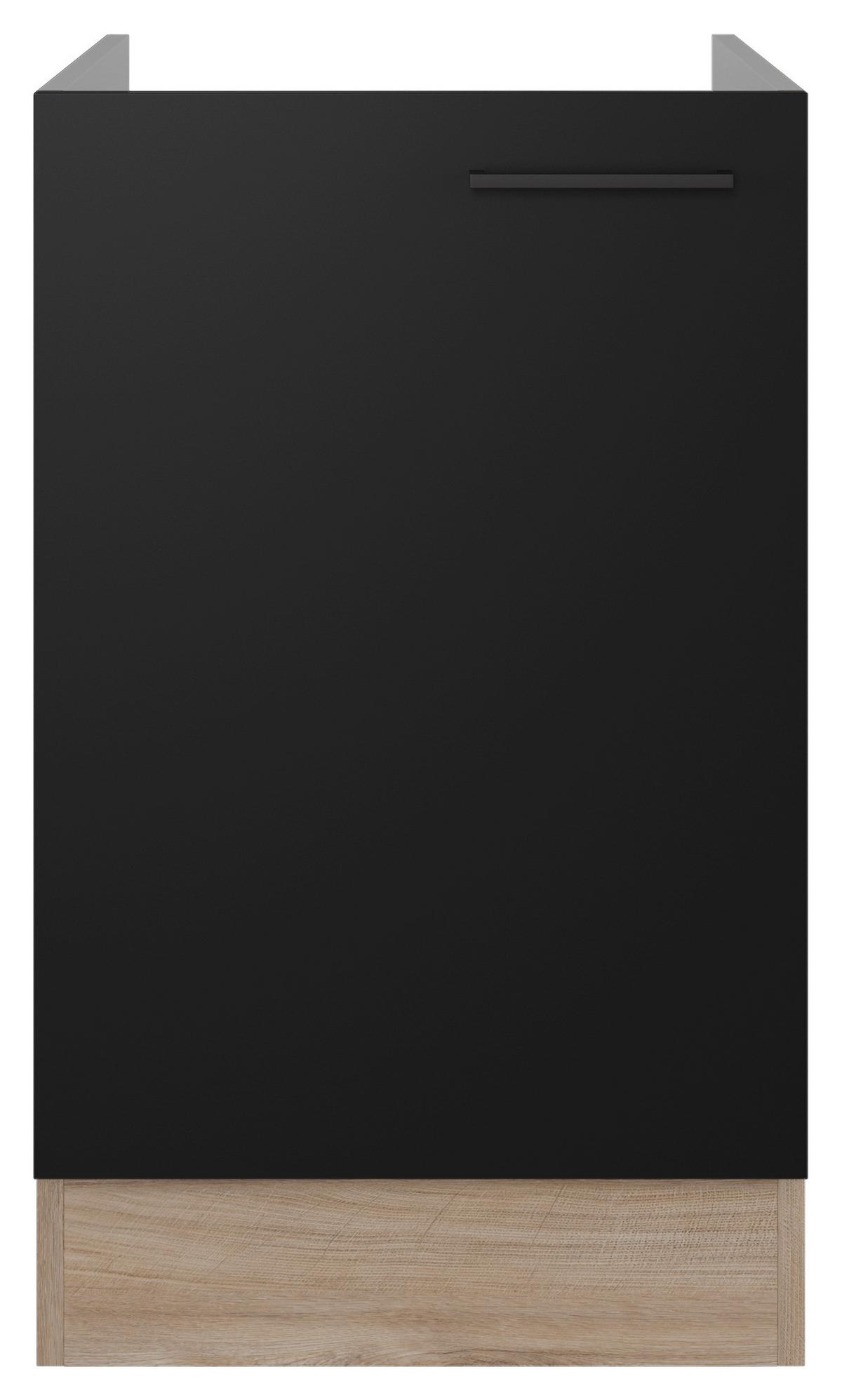 Spülenunterschrank Capri Eiche/schwarz B: 50 Cm - Eichefarben/Schwarz, KONVENTIONELL, Holzwerkstoff (50/82/57cm) - FlexWell