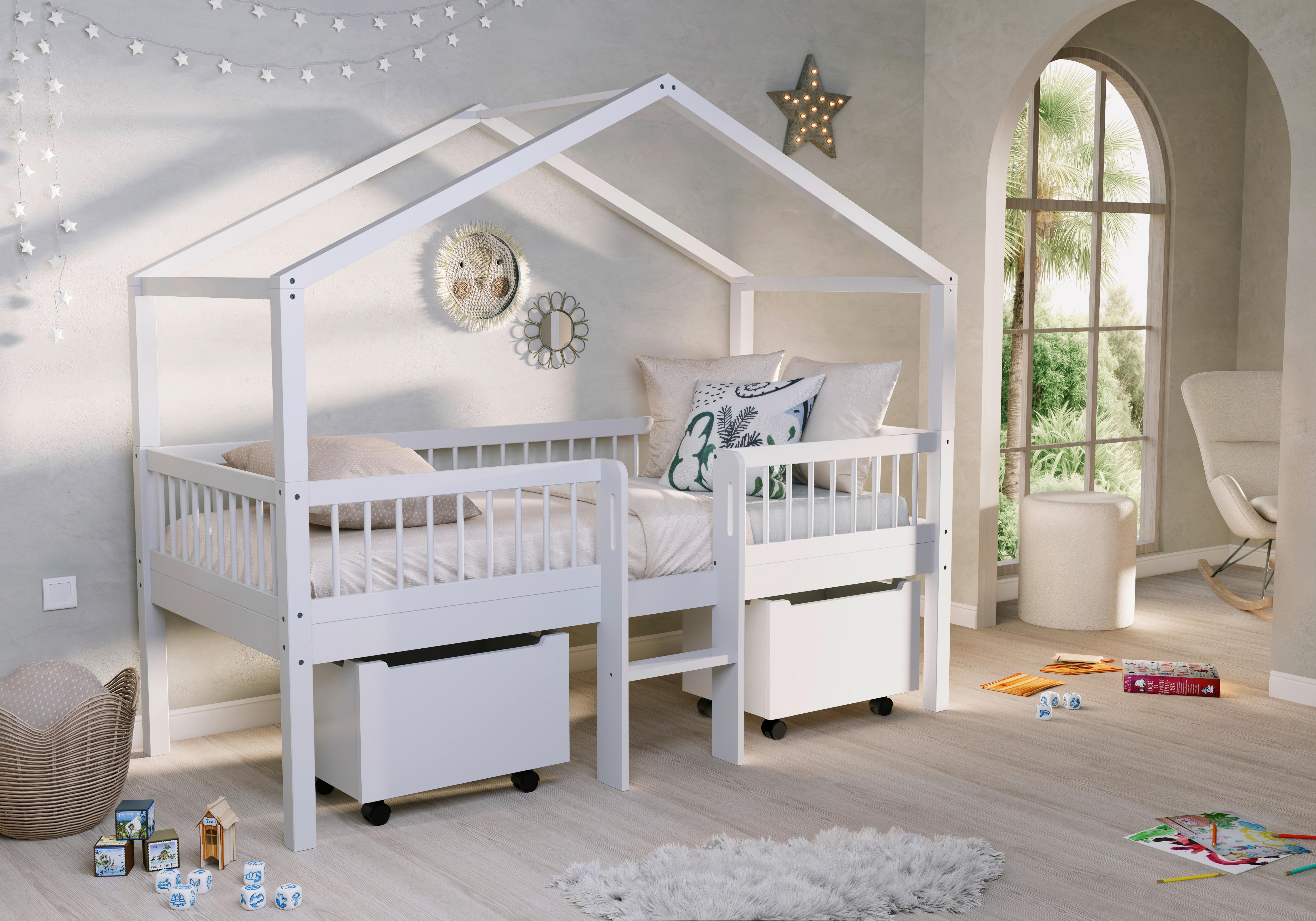 HAUSBETT Forrest Weiß 90x200cm - Weiß/Naturfarben, MODERN, Holz (90/200cm) - Vipack