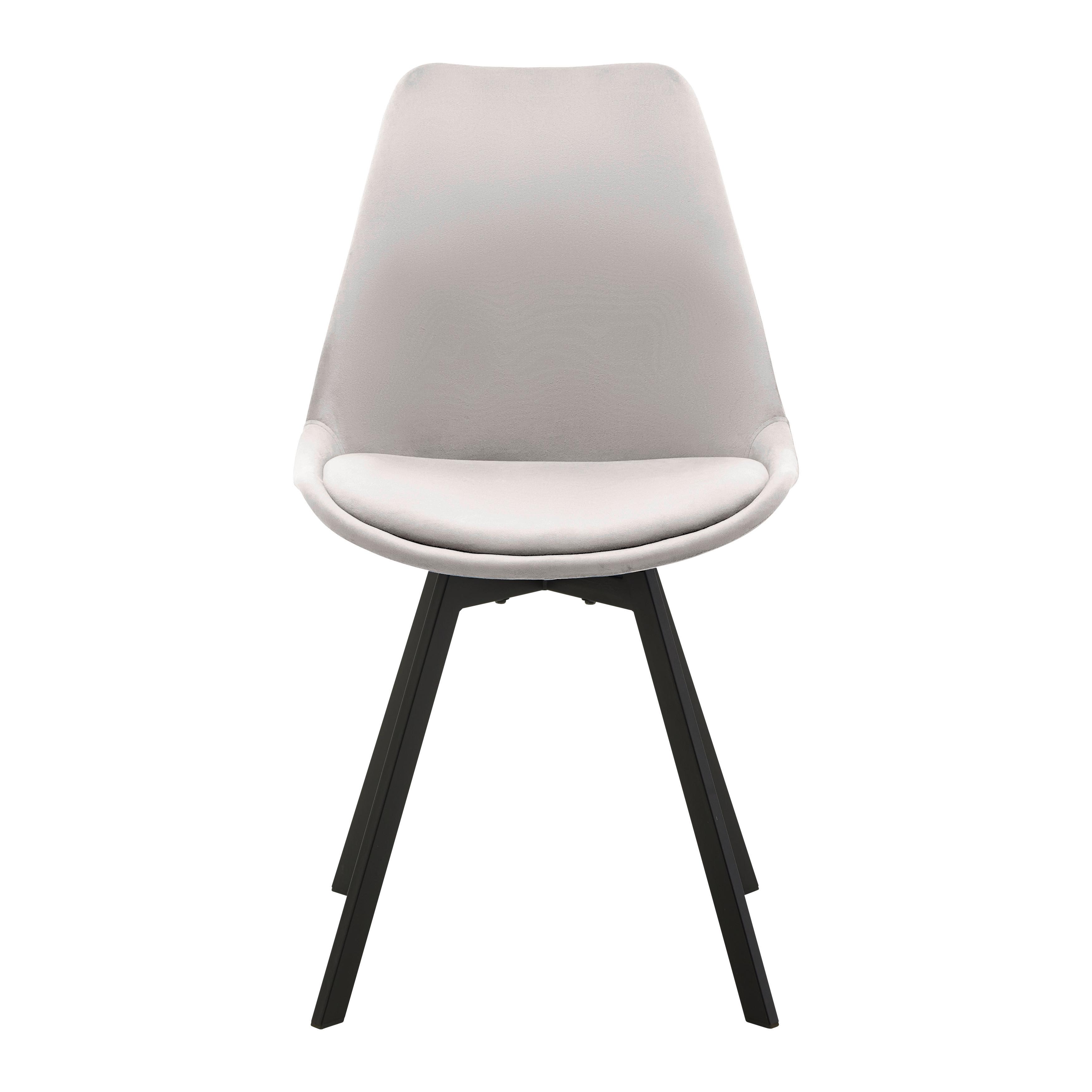 Židle Ze Sametu Mia - Světlošedá - černá/světle šedá, Moderní, kov/textil (45/84/55cm) - P & B