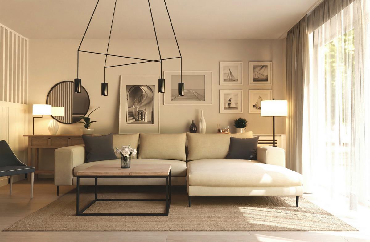 Eckschlafsofa Aurora Ii - Beige/Schwarz, MODERN, Textil (315/170cm) - Trendmanufaktur