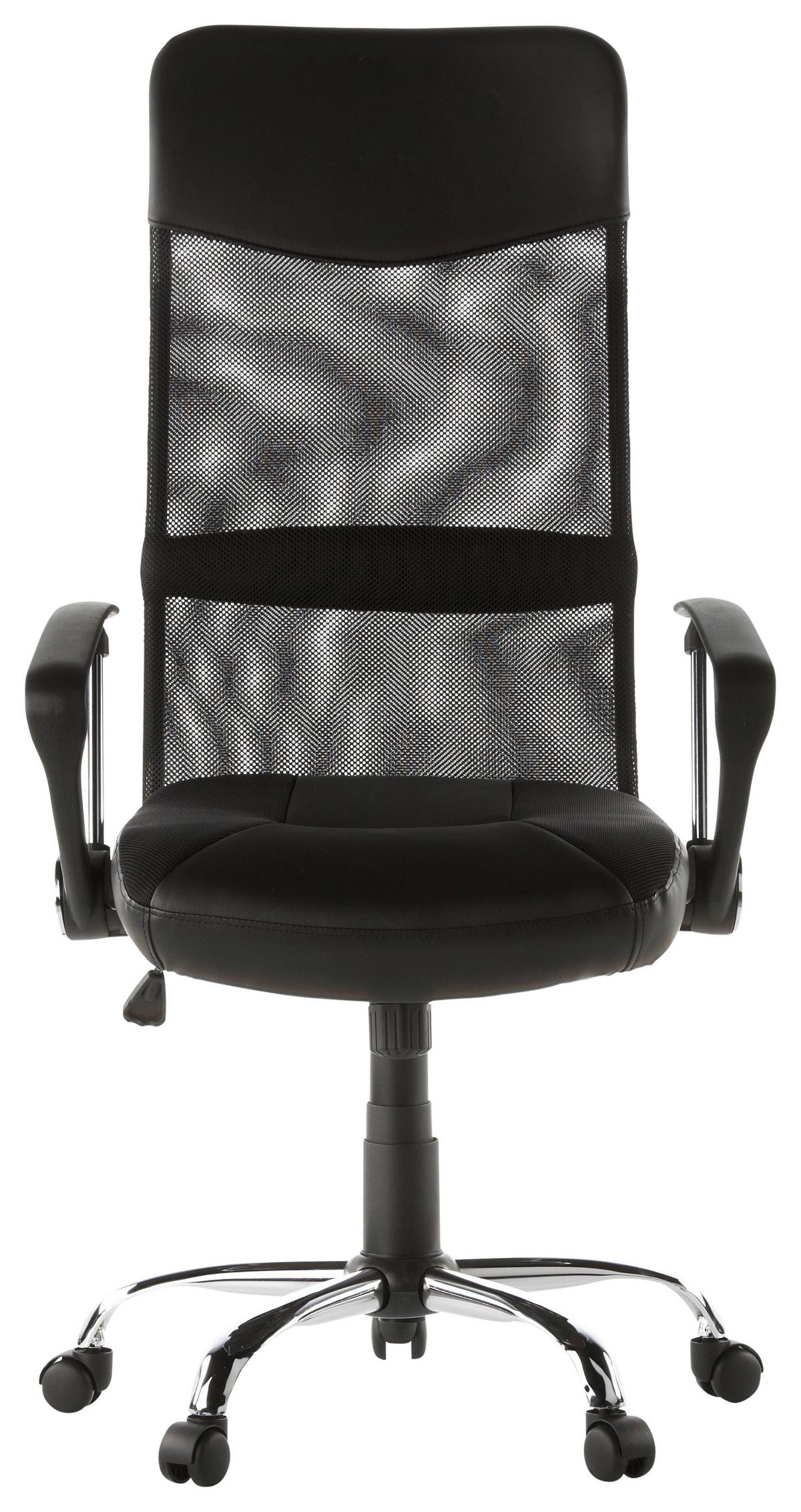 Bürostuhl Stryka Netz Schwarz mit Armlehnen Bis 100 Kg - Silberfarben/Schwarz, Basics, Kunststoff/Textil (60/122/52cm) - MID.YOU