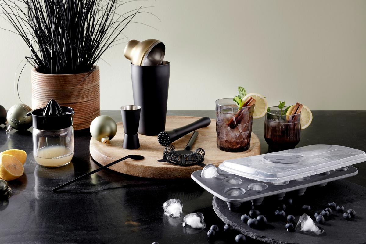 SADA NA PRÍPRAVU KOKTAILOV GLAMOUR - čierna/zlatá, Modern, kov/plast - Premium Living