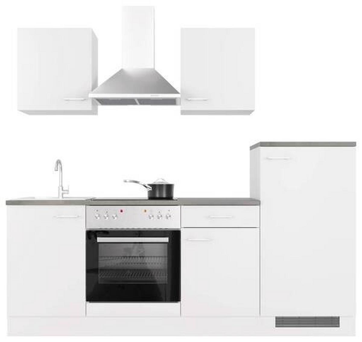 Küchenblock Lucca Weiß/Graubraun B: 220,5 cm - Graubraun/Weiß, MODERN, Holzwerkstoff (220,5cm) - FlexWell