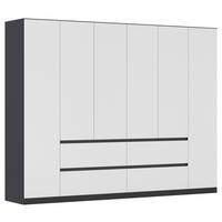 Drehtürenschrank Mainz Grau/Weiß B: 271 cm - Weiß/Grau, Basics, Holzwerkstoff (271/210/54cm) - Rauch Möbel