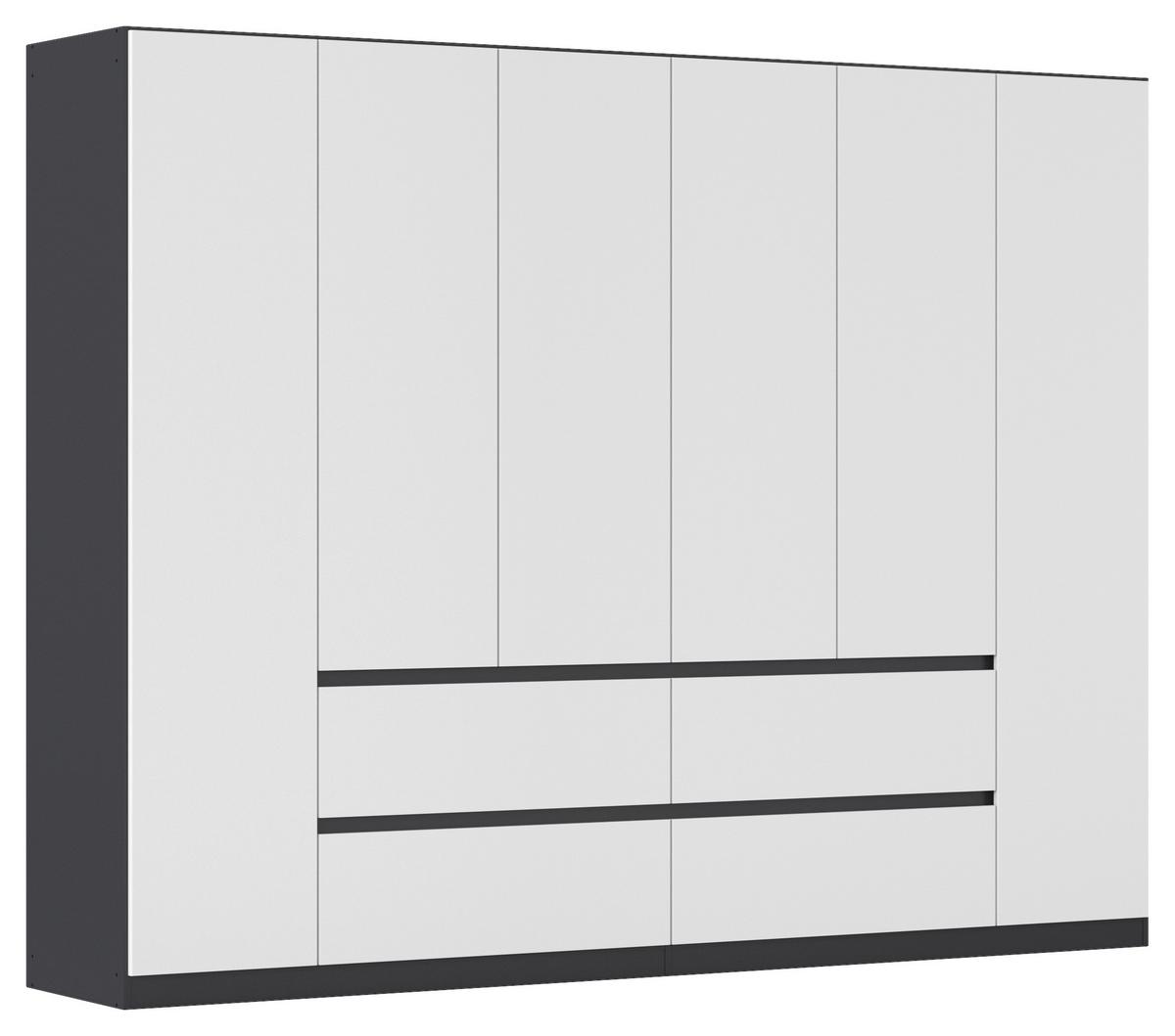 Drehtürenschrank Mainz Grau/Weiß B: 271 cm - Weiß/Grau, Basics, Holzwerkstoff (271/210/54cm) - Rauch Möbel