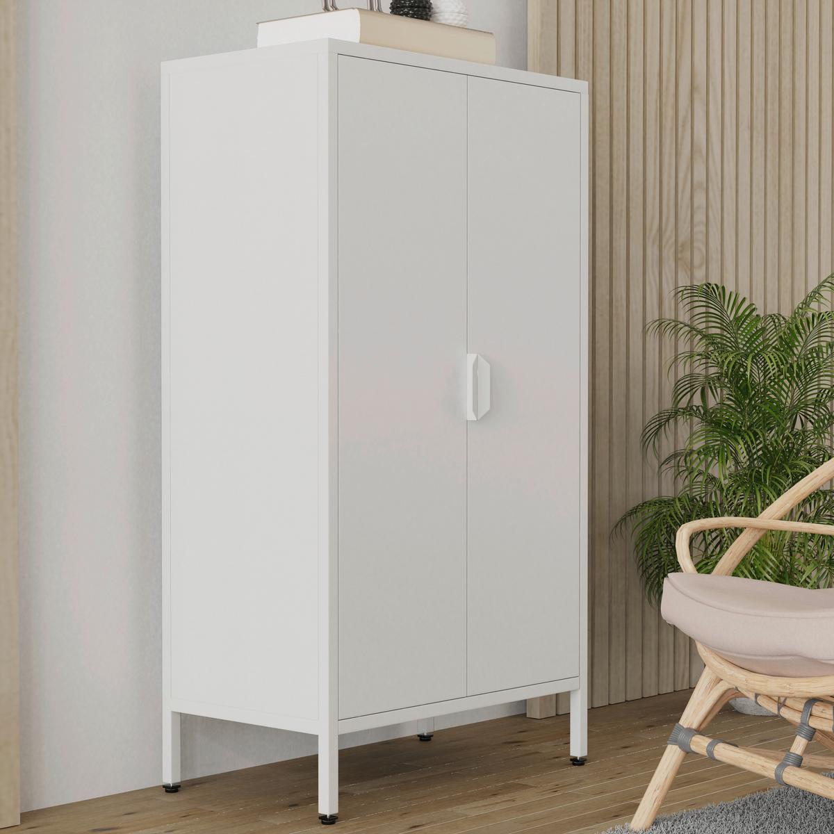 Highboard Flokas Weiß B: 60 cm - Weiß, Design, Metall (60/110/35cm) - MID.YOU