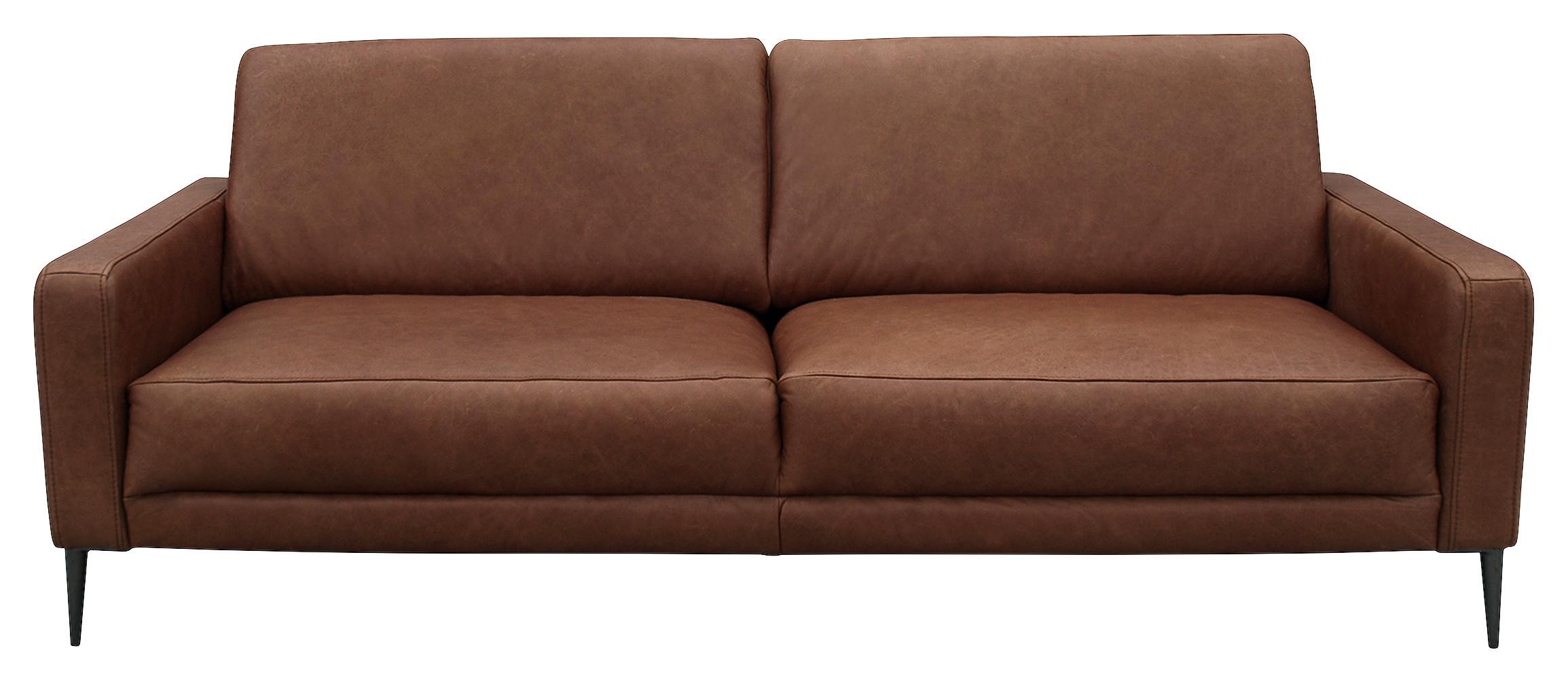 3-Sitzer-Sofa Spring, Dunkelbraun B: 187 cm - Dunkelbraun/Schwarzchrom, Design, Leder (187/85/92cm) - Livetastic