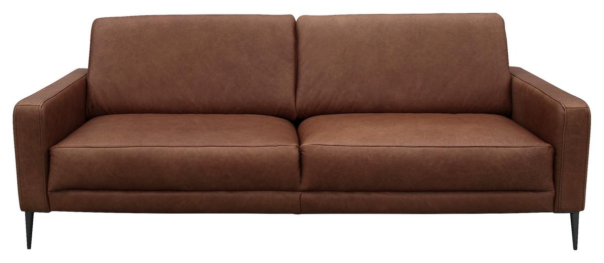 3-Sitzer-Sofa Spring, Dunkelbraun B: 187 cm - Dunkelbraun/Schwarzchrom, Design, Leder (187/85/92cm) - Livetastic