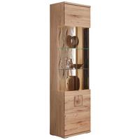 Vitrine Kansas - Alteiche/Grau, KONVENTIONELL, Glas/Holz (55/208,6/37,4cm) - Livetastic