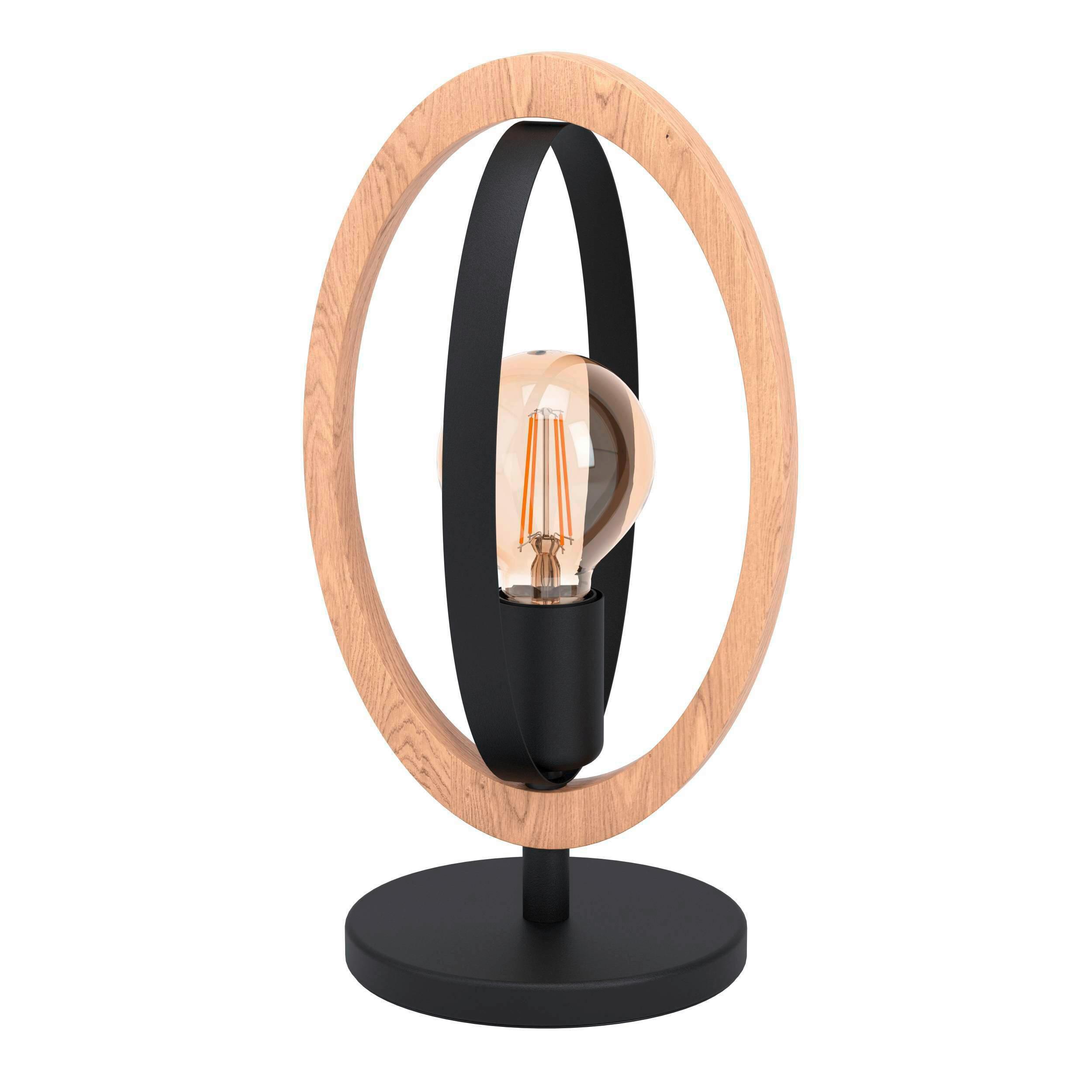 STOLNÁ LAMPA BASILDON - čierna/prírodná farba, Basics, kov/drevo (35cm) - Eglo