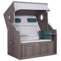 Strandkorb Ostsee Wave 2-Sitzer, Grau, Grün - Grau/Grün, Basics, Holz/Kunststoff (140/160/80cm) - Gardenson