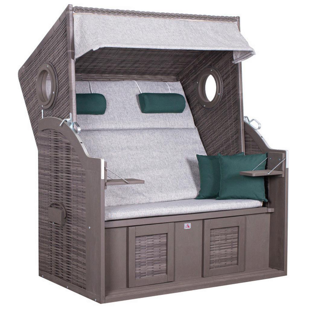 Strandkorb Ostsee Wave 2-Sitzer, Grau, Grün