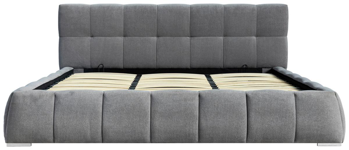 Polsterbett Natalia Grau B: 208 cm - Schwarz/Grau, Design, Holzwerkstoff/Textil (208/90/228cm) - Livetastic