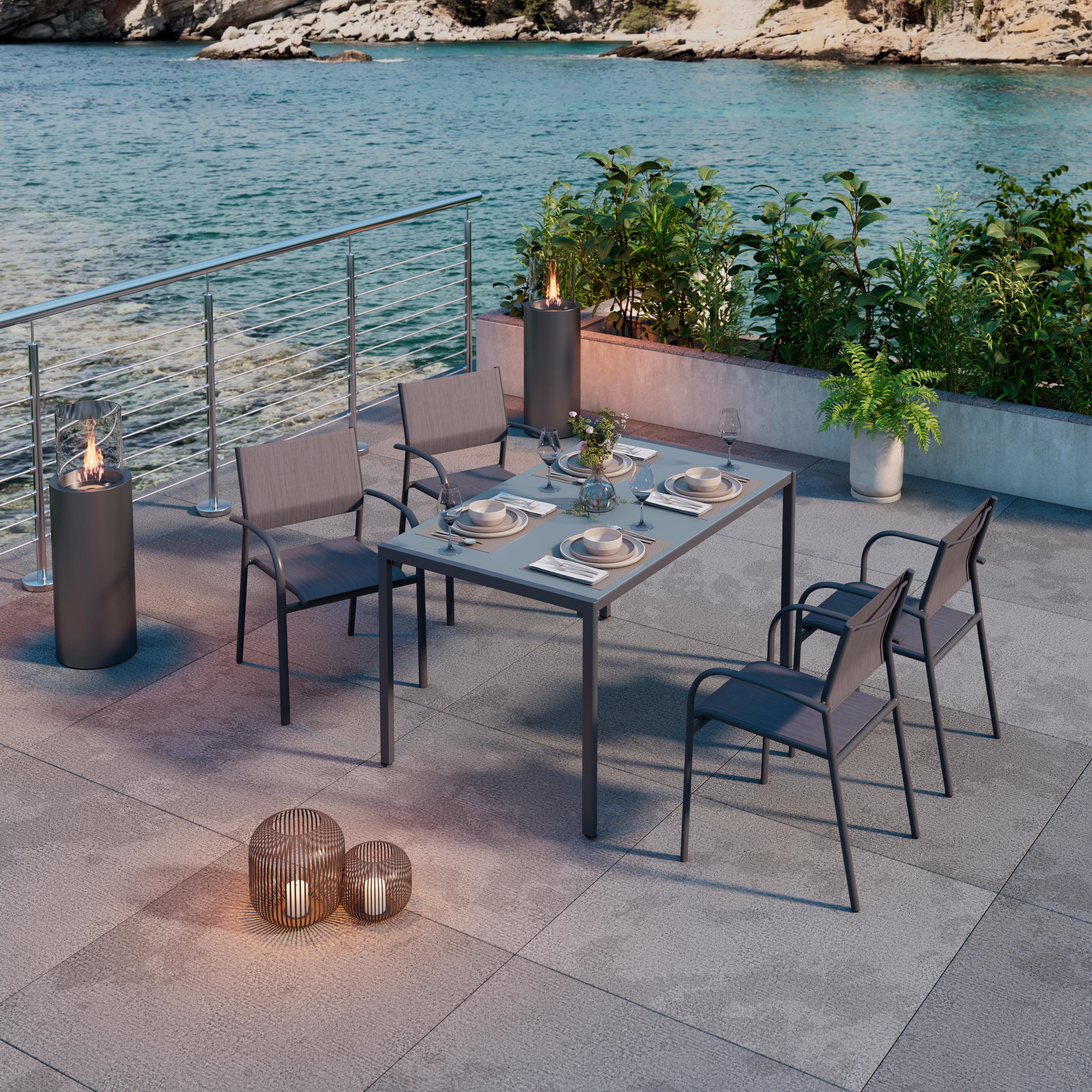 GARTENTISCH PARIS - Anthrazit, MODERN, Glas/Metall (140/75/83cm) - Beldano