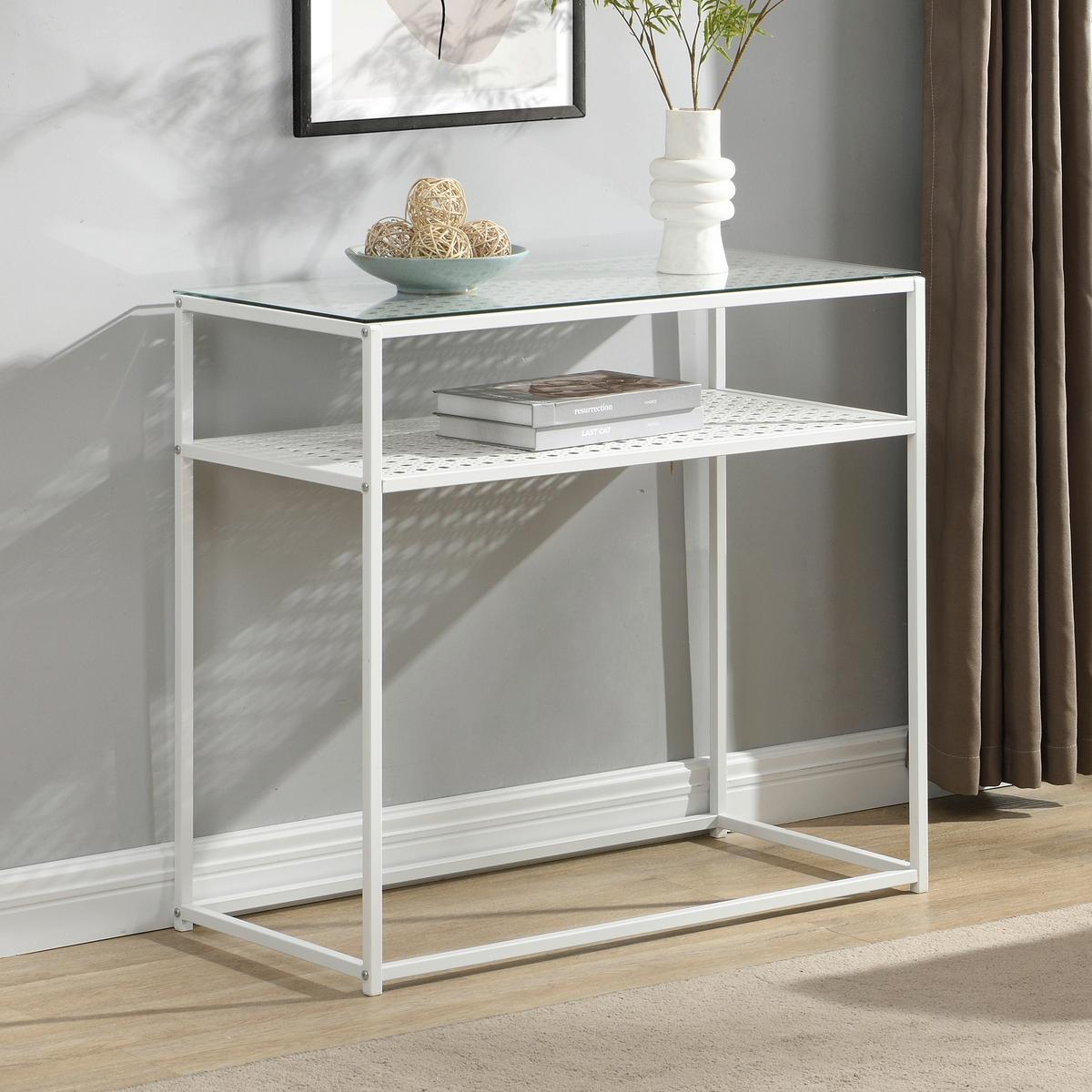 KONSOLENTISCH Weiß B: 80 cm - Weiß, Design, Glas/Metall (80/40/77cm) - MID.YOU