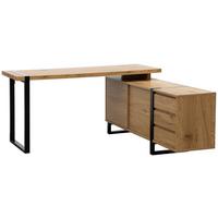 Eckschreibtisch Ray Schwarz/Eichefarben L: 160 cm - Eichefarben/Schwarz, MODERN, Holzwerkstoff/Metall (160/160/76cm) - MID.YOU