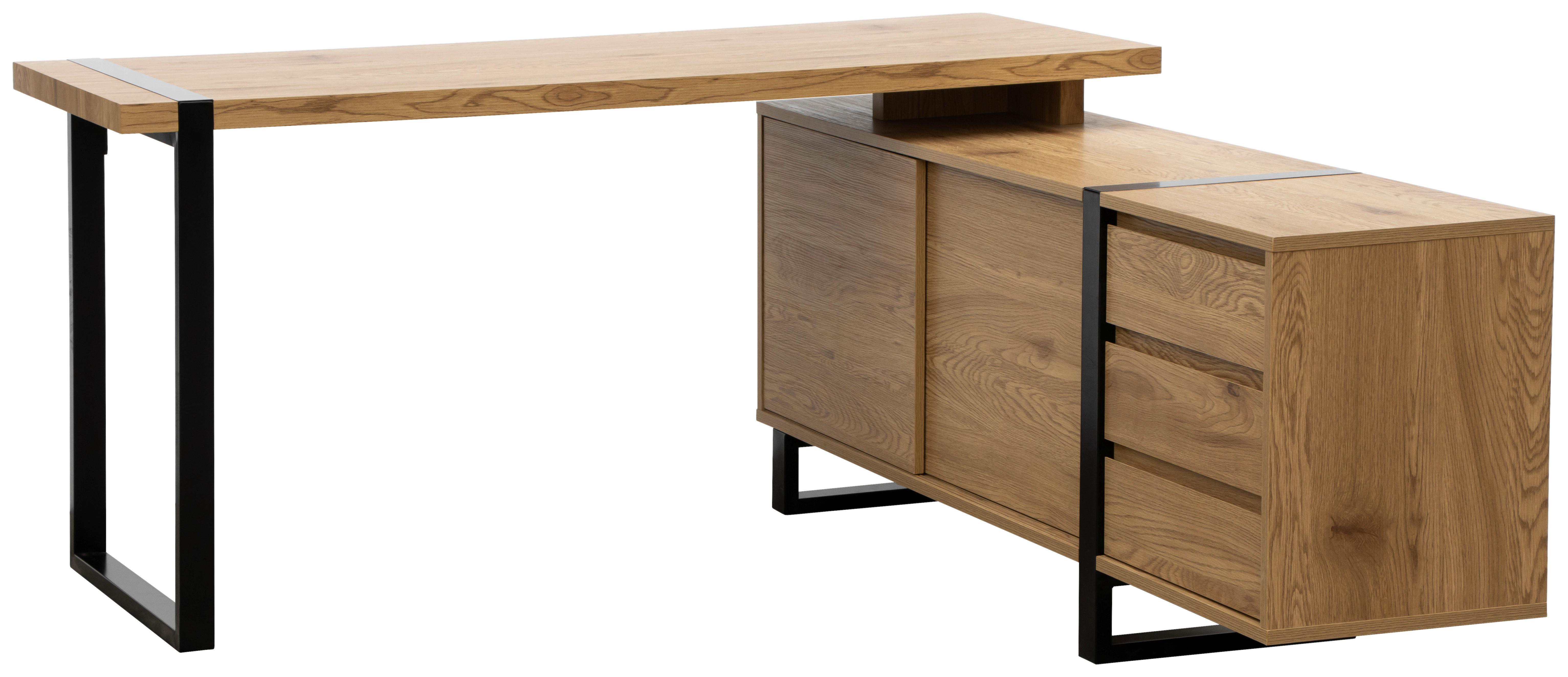 Eckschreibtisch Ray Schwarz/Eichefarben L: 160 cm
