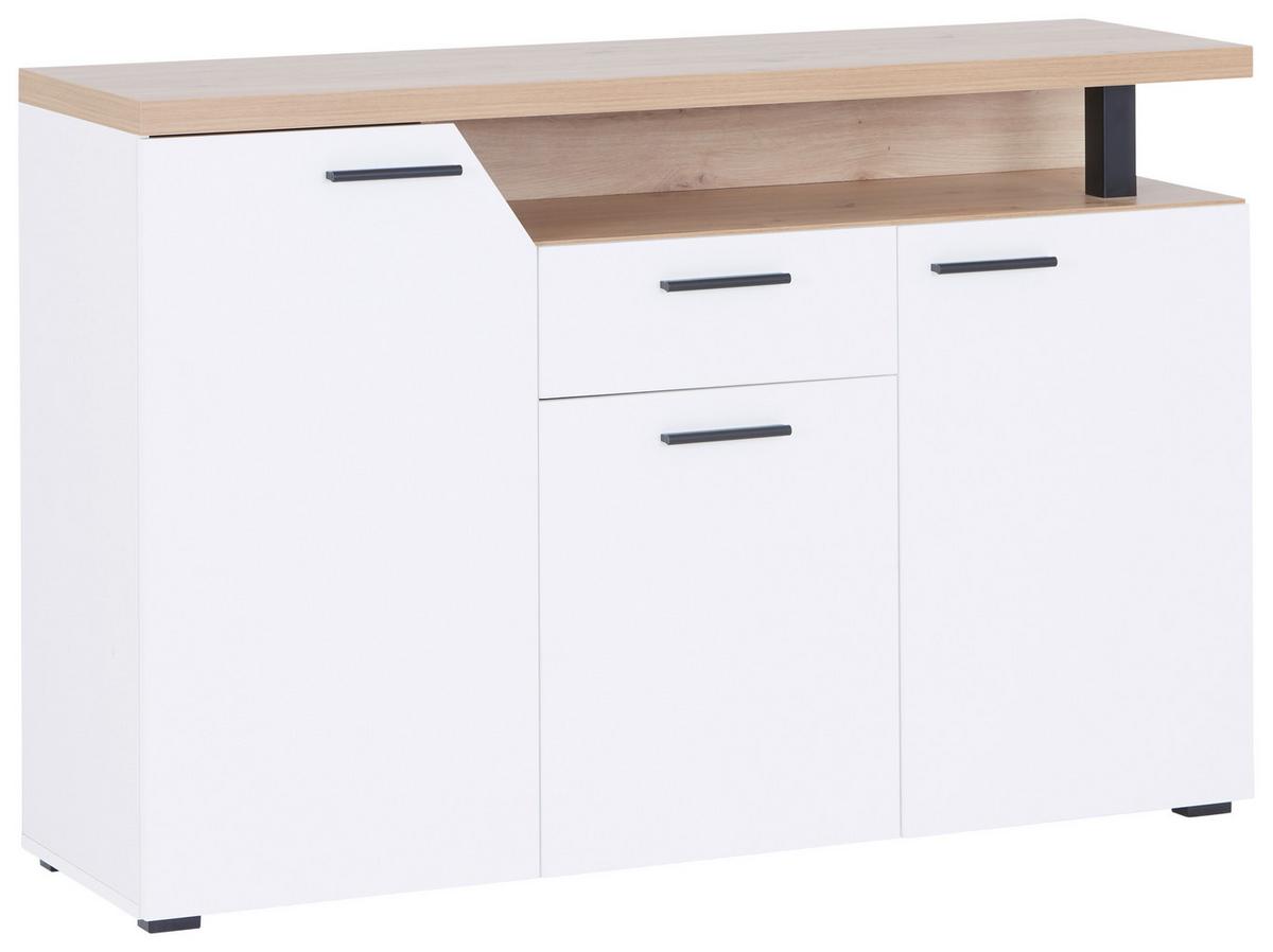 Komód Nico 136/92 Cm - Artisan tölgy/fehér, Modern, faalapú anyag (136,4/91,6/40cm)