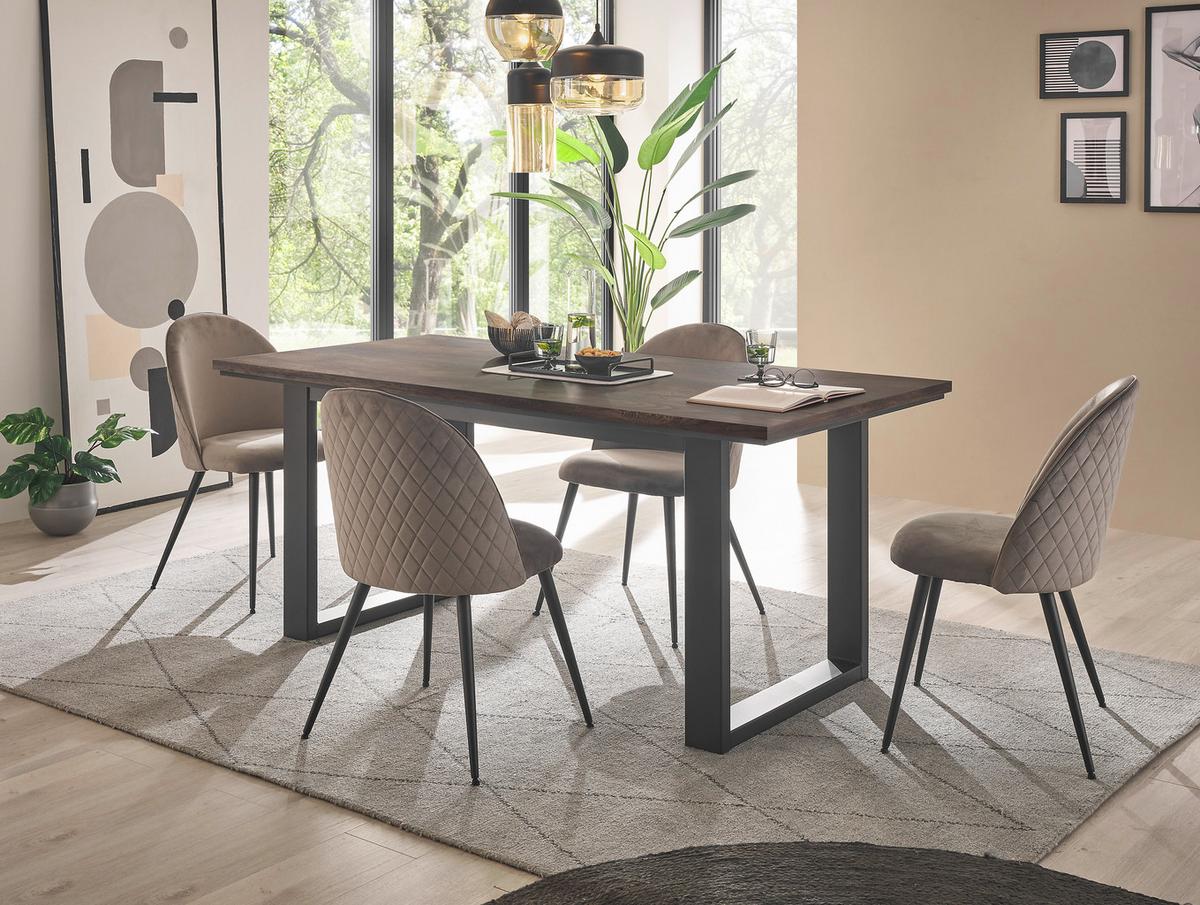 Esstisch Largo Eichefarben L: 160 Cm - Eichefarben/Schwarz, Design, Holzwerkstoff/Metall (160/81/77cm) - MID.YOU