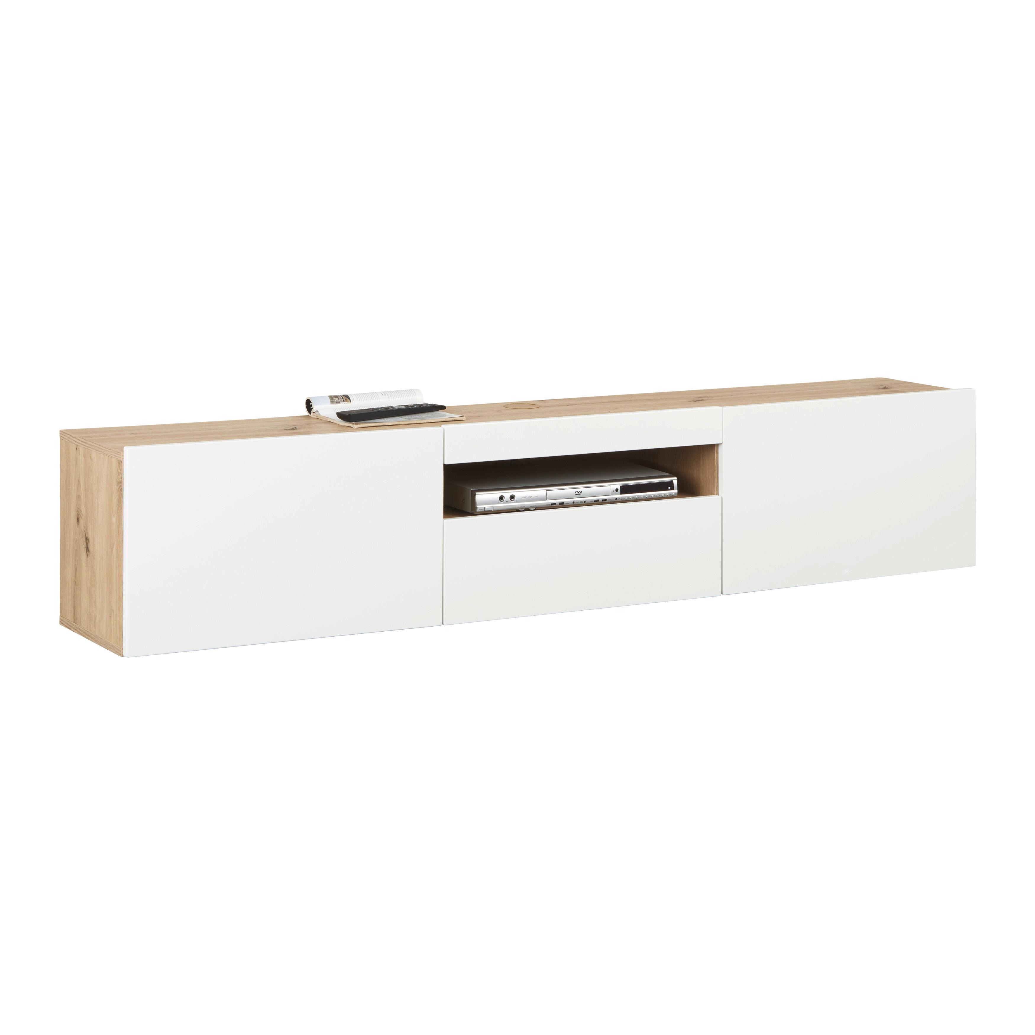 TV-Element Oslo - Eichefarben/Weiß Hochglanz, MODERN, Holzwerkstoff (180/37/31,6cm)