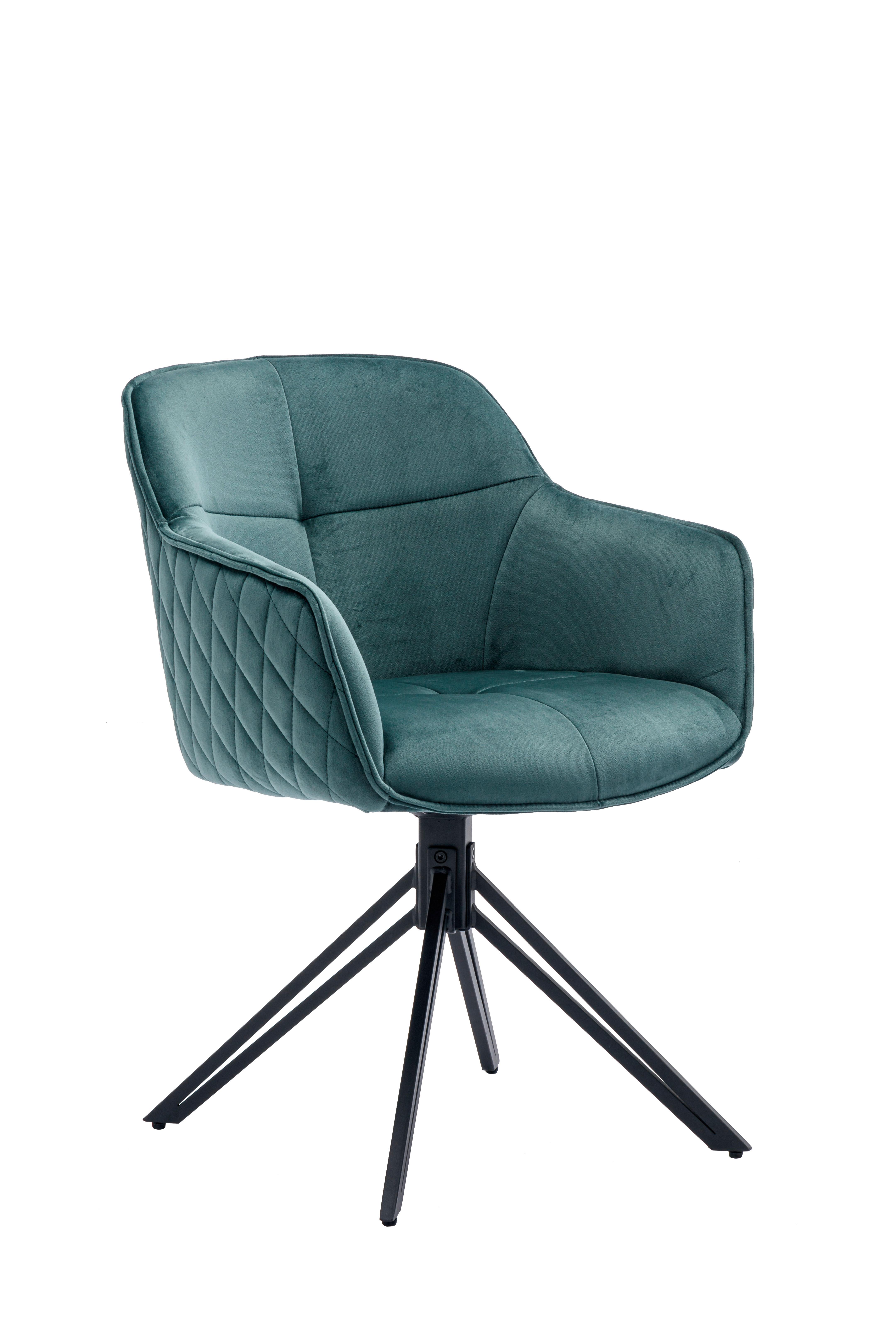 Židle s područkami EMMA, zelená - černá/zelená, Moderní, kov/textil (59/82/62cm) - MID.YOU