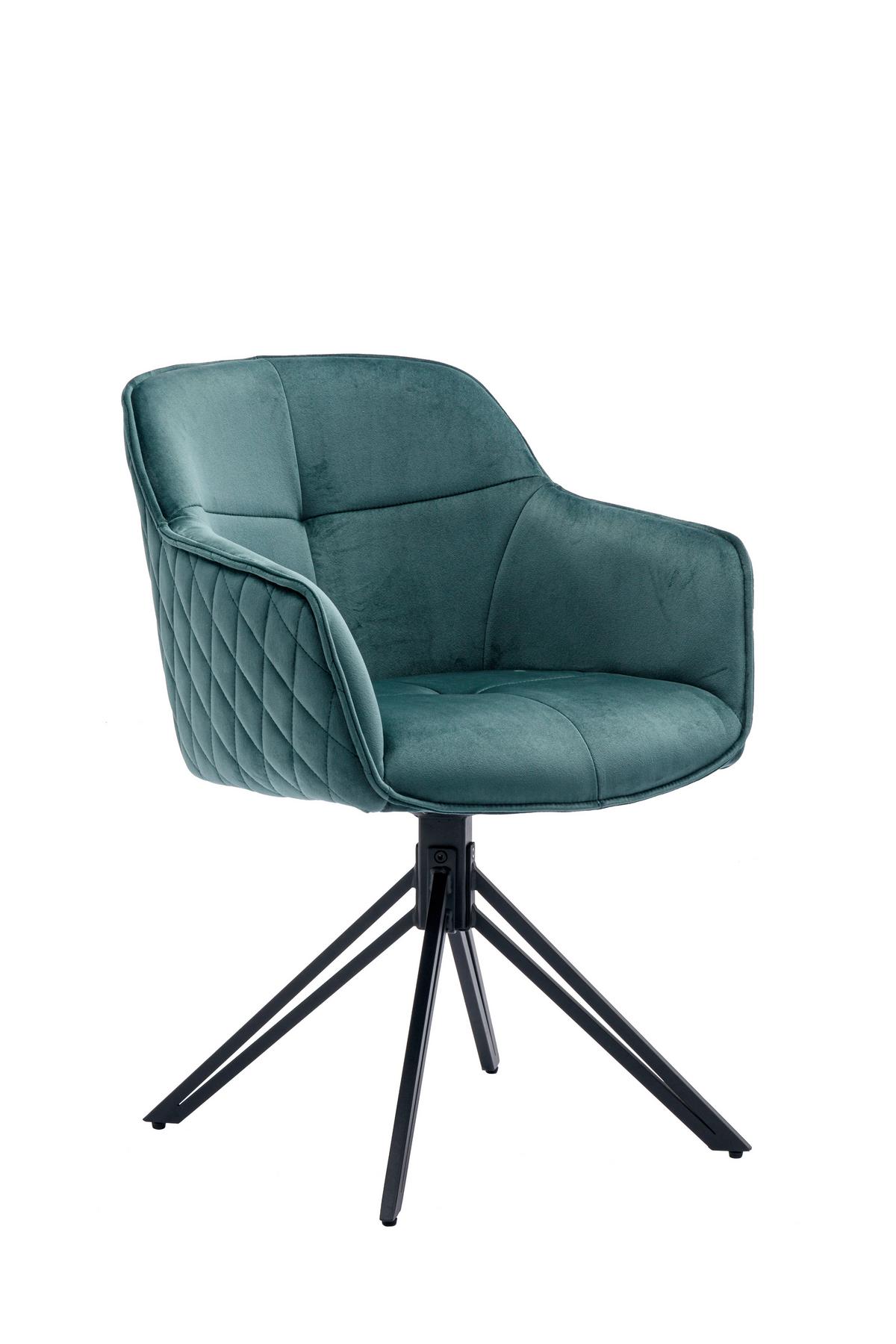 Židle s područkami EMMA, zelená - černá/zelená, Moderní, kov/textil (59/82/62cm) - MID.YOU