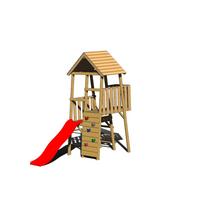 Spielturm Hase Naturfarben/rot, B: 110 Cm - Rot/Naturfarben, KONVENTIONELL, Holz (110/270/260cm)